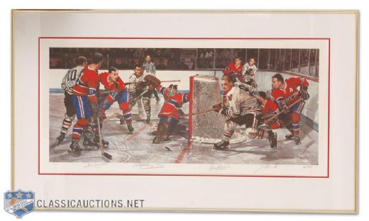 Jean Beliveau’s Limited Edition Multi-Signed Canadiens vs. Black Hawks Lithograph
