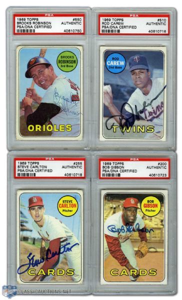 1969 Topps Card Collection of 10 Autographed by Hall of Famers (PSA/DNA)
