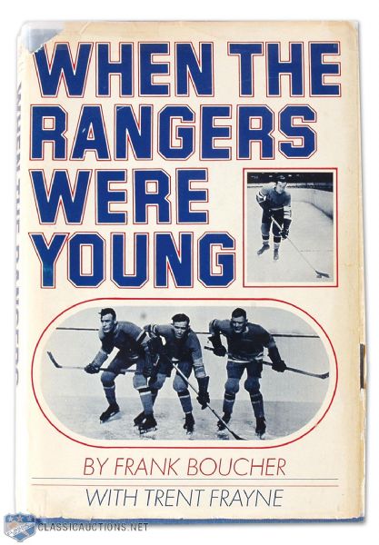 Frank Boucher Book "When The Rangers Were Young" Signed to Bun Cook