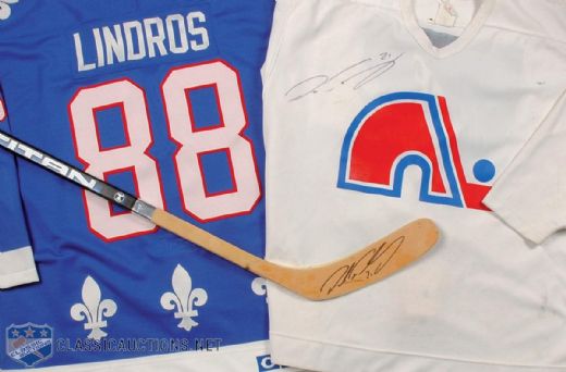 Peter Forsberg and Eric Lindros Quebec Nordiques Collection of 3