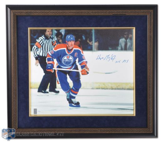 Wayne Gretzky Signed WGA Limited Edition "215 Points" Framed 20" x 24" Canvas Print #32/99