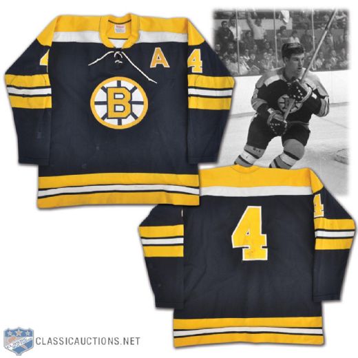 Circa 1972 Boston Bruins Ted Green Game-Worn Jersey Attributed to Bobby Orr!