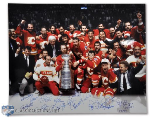 Calgary Flames 1989 Stanley Cup Champions Team-Signed Photo by 15 (16" x 20")
