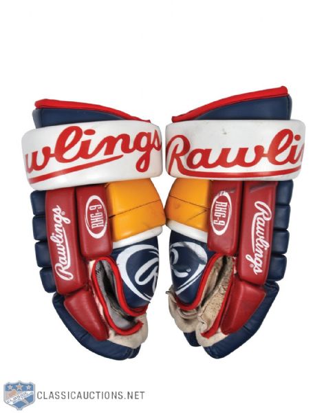 Brett Hulls Mid-1990s St. Louis Blues Rawlings Game-Used Gloves
