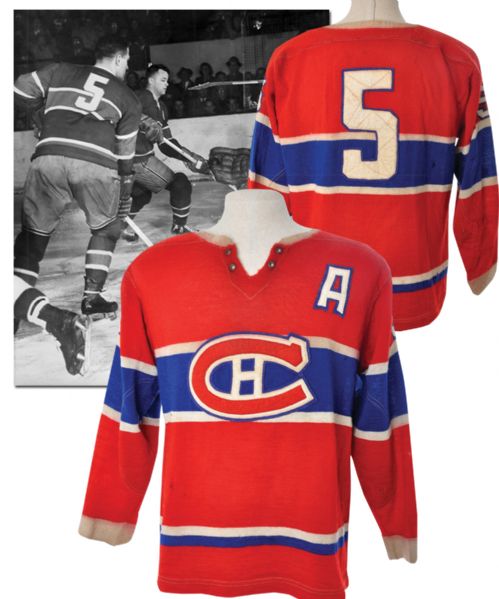 Bernard Geoffrions Circa 1954 Montreal Canadiens Game-Worn Wool Jersey <br>- Photo-Matched!