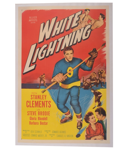 "White Lightning" 1953 Hockey Movie Poster (29 ½” x 43”) 