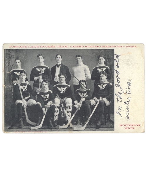 Portage Lake Hockey Club 1902-03 Team Postcard - United States Champions