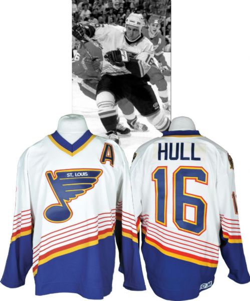 Brett Hulls 1995-96 St-Louis Blues Game-Worn Alternate Captains Playoffs Jersey