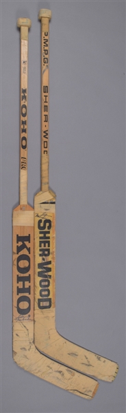 Gilles Meloches Mid-1980s Pittsburgh Penguins Signed Koho and Sher-Wood Game-Used Sticks