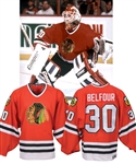 Ed Belfours 1994-95 Chicago Black Hawks Game-Worn Jersey with Team LOA - Team Repairs!