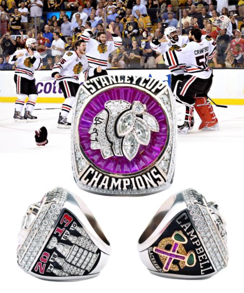 Tim Campbells 2012-13 Chicago Blackhawks Stanley Cup Championship 14K Gold and Diamond Ring