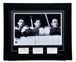 Montreal Canadiens "Punch Line" Deceased HOFers Richard, Blake and Lach Signed Framed Montage with COA (21 1/2" x 25 1/2")