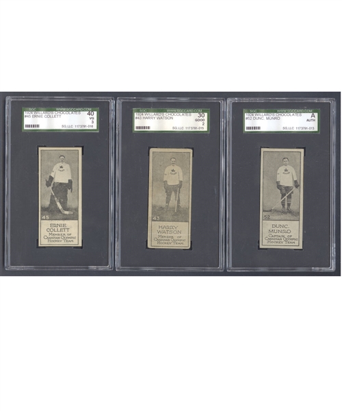1924 Willards Chocolate V122 "Sports Champions" SGC-Graded Hockey Card Collection of 5