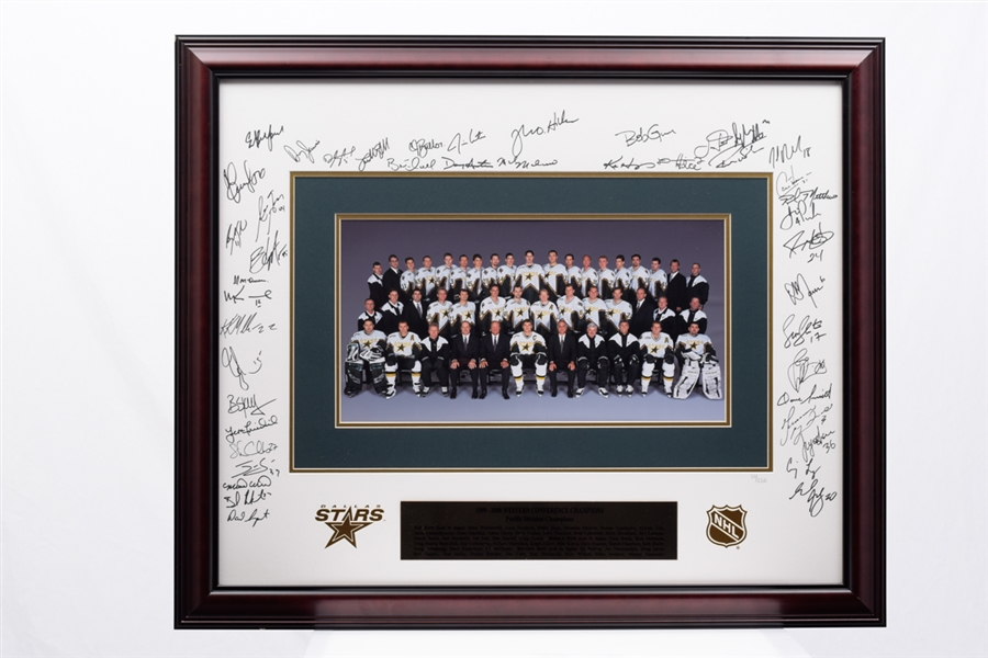 Ed Belfours 1999-2000 Dallas Stars Team-Signed Western Conference Champions Limited-Edition #20/220 Framed Display (30" X 36")