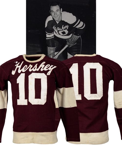Mark Marquess Late-1940s AHL Hershey Bears Game-Worn Wool Jersey with LOA