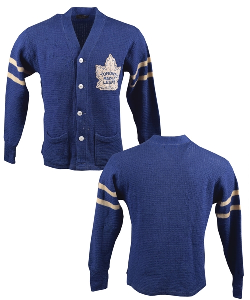 Vintage Late-1950s/Early-1960s Toronto Maple Leafs Wool Cardigan Sweater From Doug Laurie Sporting Goods