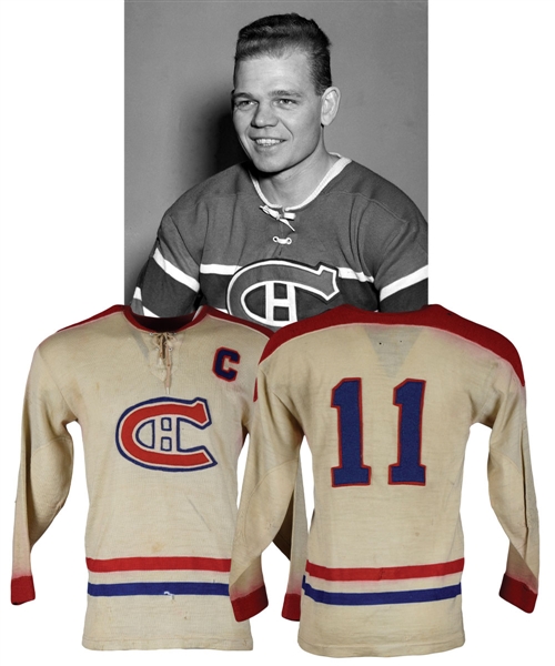 Ray Getliffes Early-1940s Montreal Canadiens Game-Worn Captains Jersey with LOA