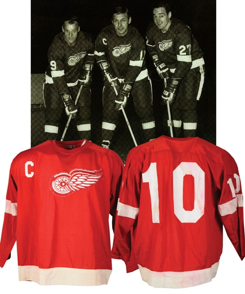 Alex Delvecchios Late-1960s Detroit Red Wings Game-Worn Captains Jersey with LOA - Team Repairs!