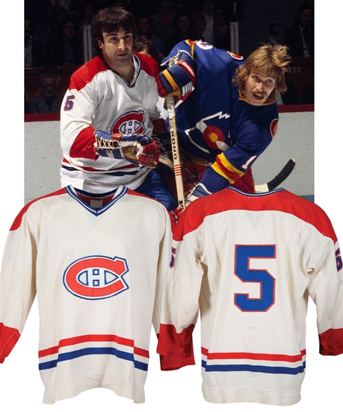Guy Lapointes 1977-78 Montreal Canadiens Game-Worn Jersey with LOA - Team Repairs!