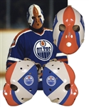 Grant Fuhrs 1981-82 Edmonton Oilers Game-Worn Rookie Season Fiberglass Goalie Mask with LOA - Photo-Matched!