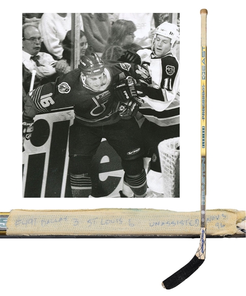 Brett Hulls 1996-97 St. Louis Blues "491st NHL Goal" Easton Aluminum Pro Gold 95 Game-Used Stick
