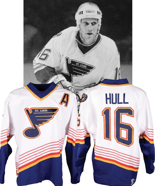 Brett Hulls 1997-98 St. Louis Blues Game-Worn Alternate Captains Jersey