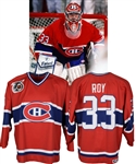Patrick Roys 1990-91 Montreal Canadiens Game-Worn Playoffs Jersey - Also Worn in 1991-92 All-Star Skills Competition! - Photo-Matched! 