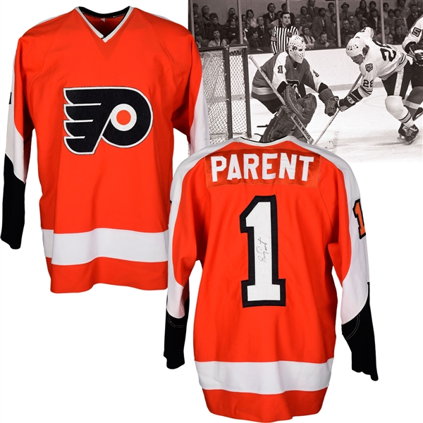 Bernie Parents 1975-77 Philadelphia Flyers Signed Game-Worn Jersey with LOA