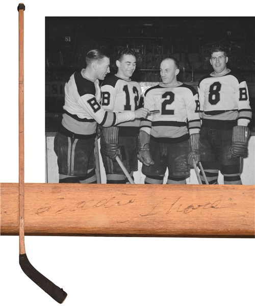 Eddie Shore Late-1930s Boston Bruins Signed Game-Used Stick