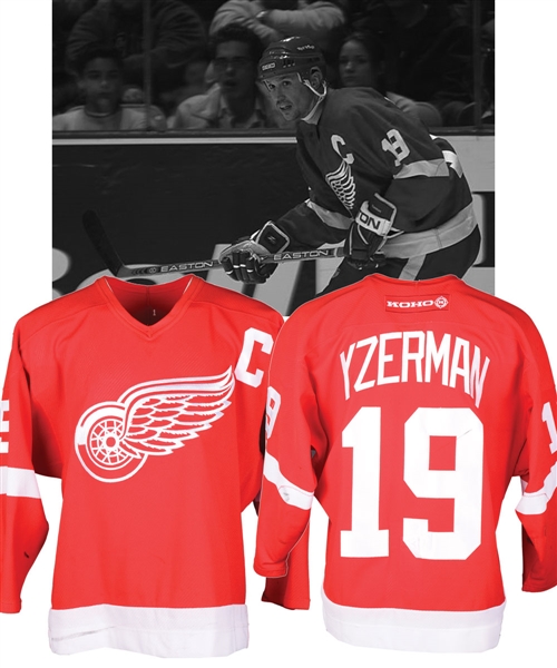 Steve Yzermans 2003-04 Detroit Red Wings Game-Worn Captains Jersey with Team COA - Team Repairs!