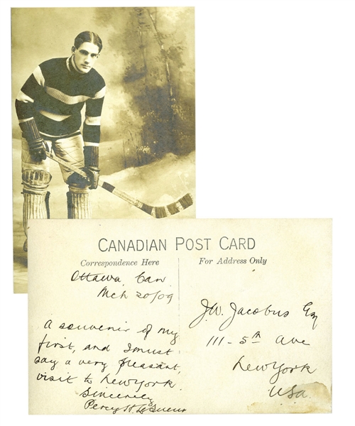 Extremely Rare Deceased HOFer Percy LeSueur Signed 1909 Ottawa Senators Real Photo Postcard