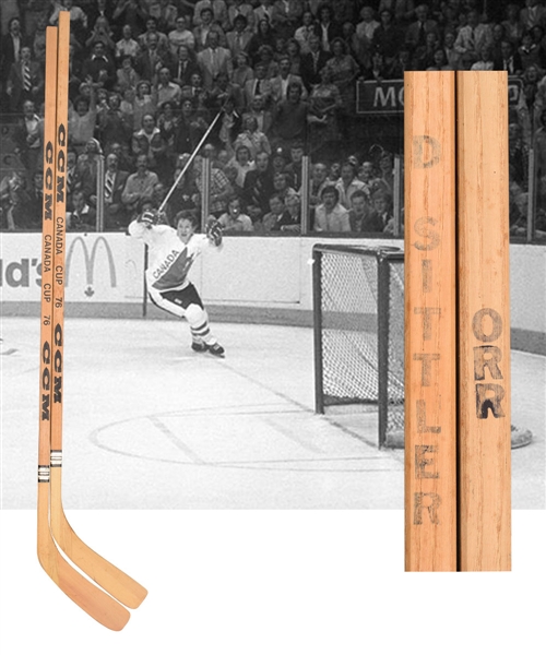 Bobby Orrs and Darryl Sittlers 1976 Canada Cup Team Canada Game-Issued Sticks