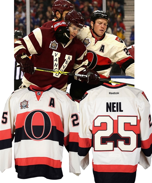 Chris Neils 2014 NHL Heritage Classic Ottawa Senators Game-Worn Alternate Captains Jersey - Photo-Matched!