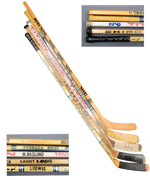 Montreal Canadiens 1983-90 Game-Used/Issued Team-Signed Stick Collection of 5