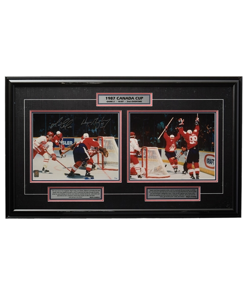 Wayne Gretzky and Mario Lemieux Dual-Signed 1987 Canada Cup Limited-Edition Framed Display #3/199 from WGA (22 1/2" x 38")