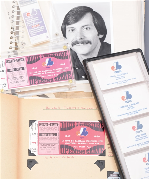 Montreal Expos Late-1960s/Early-1970s Scrapbooks, First Game Tickets (2) and Memorabilia