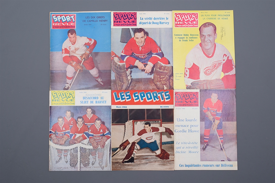 Hockey Publication and Magazine Collection of 60+ with 1950s/1960s Sport-Revue/Les Sports Magazines (32), 1970s Hockey Hall of Fame Yearbooks (7) and More!