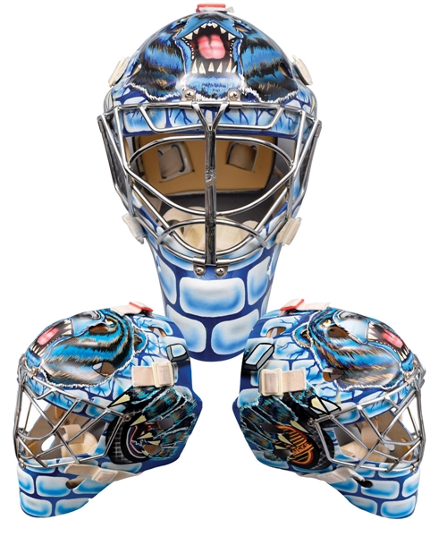 Alfie Michauds Early-2000s Minor Leagues Game-Worn Vancouver Canucks Themed Goalie Mask