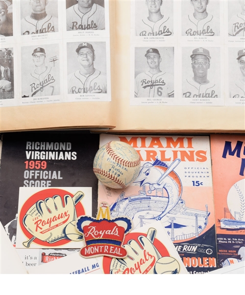 Montreal Royals 1959 Team-Signed Baseball with Lasorda, Amoros and Aspromonte Plus Gorgeous Royals Scrapbook and Memorabilia