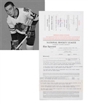 Ken Hodges 1965-66/1966-67 Chicago Black Hawks Official NHL Rookie Season Contract Signed by Campbell, Ivan and Hodge