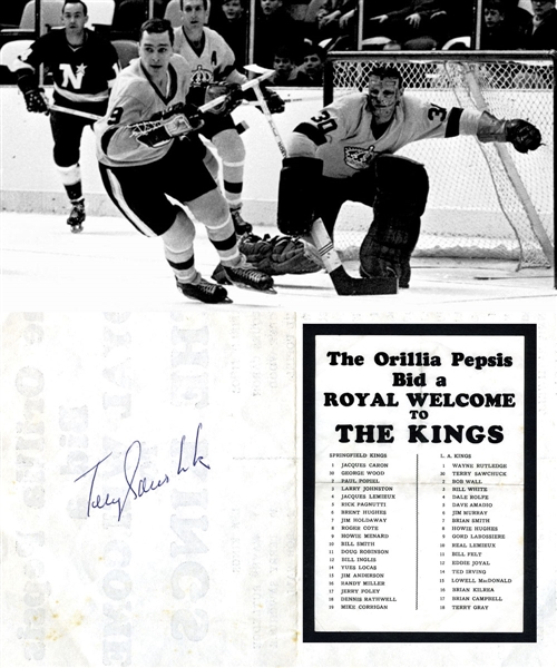 Deceased HOFer Terry Sawchuk Signed 1967-68 Los Angeles Kings Exhibition Game Line-Up Sheet with LOA