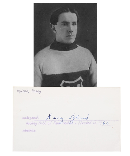 Deceased HOFer Harry Hyland Signed Index Card with LOA - Won Stanley Cup with Montreal Wanderers in 1909-10!