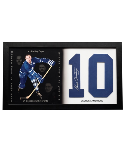 George Armstrong Toronto Maple Leafs Signed Framed Display with JSA LOA (18" x 32")