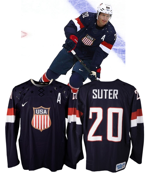 Ryan Suters 2014 Sochi Winter Olympics Team USA Game-Worn Alternate Captains Jersey with Team LOA