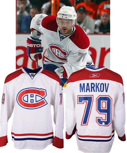 Andrei Markovs 2007-08 Montreal Canadiens Game-Worn Playoffs Jersey with Team LOA - Photo-Matched!