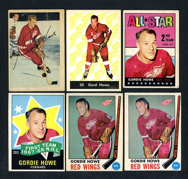 HOFer Gordie Howe 1953-79 Hockey Card Collection of 12 with 1953-54 Parkhurst Card