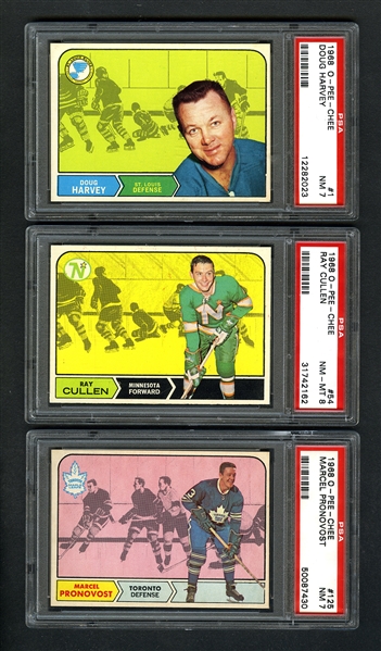 1968-69 O-Pee-Chee Hockey PSA-Graded Card Collection of 5 with #1-Harvey and #208-Esposito