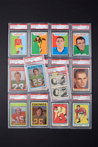 Topps CFL and O-Pee-Chee Football 1962-72 PSA-Graded Card Collection of 98