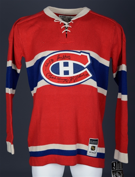 Montreal Canadiens Wool Jersey Signed by 5 Legends - Maurice and Henri Richard, Beliveau, Cournoyer and Lafleur!