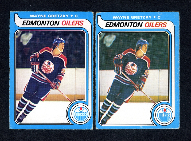1979-80 O-Pee-Chee Hockey #18 HOFer Wayne Gretzky Rookie Card Collection of 2